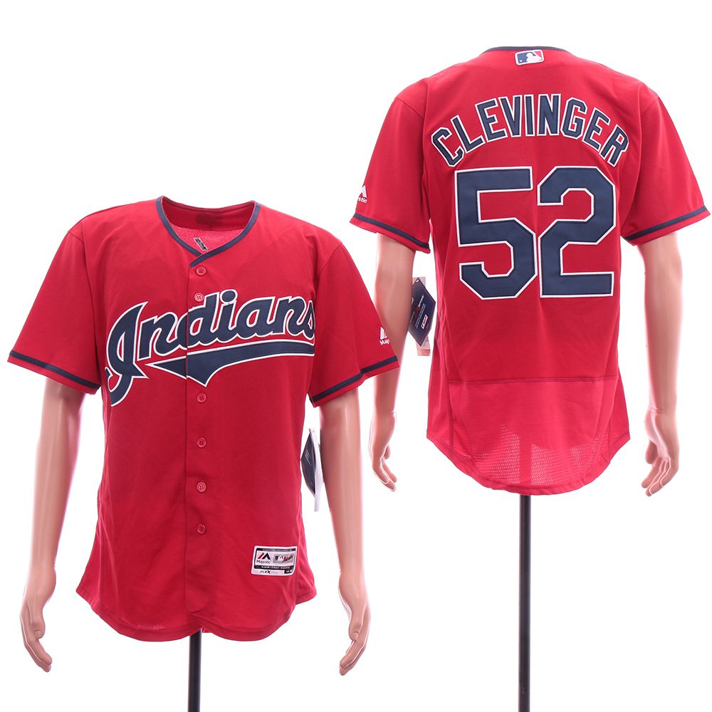 Men Cleveland Indians #52 Clevinger Red Elite MLB Jerseys